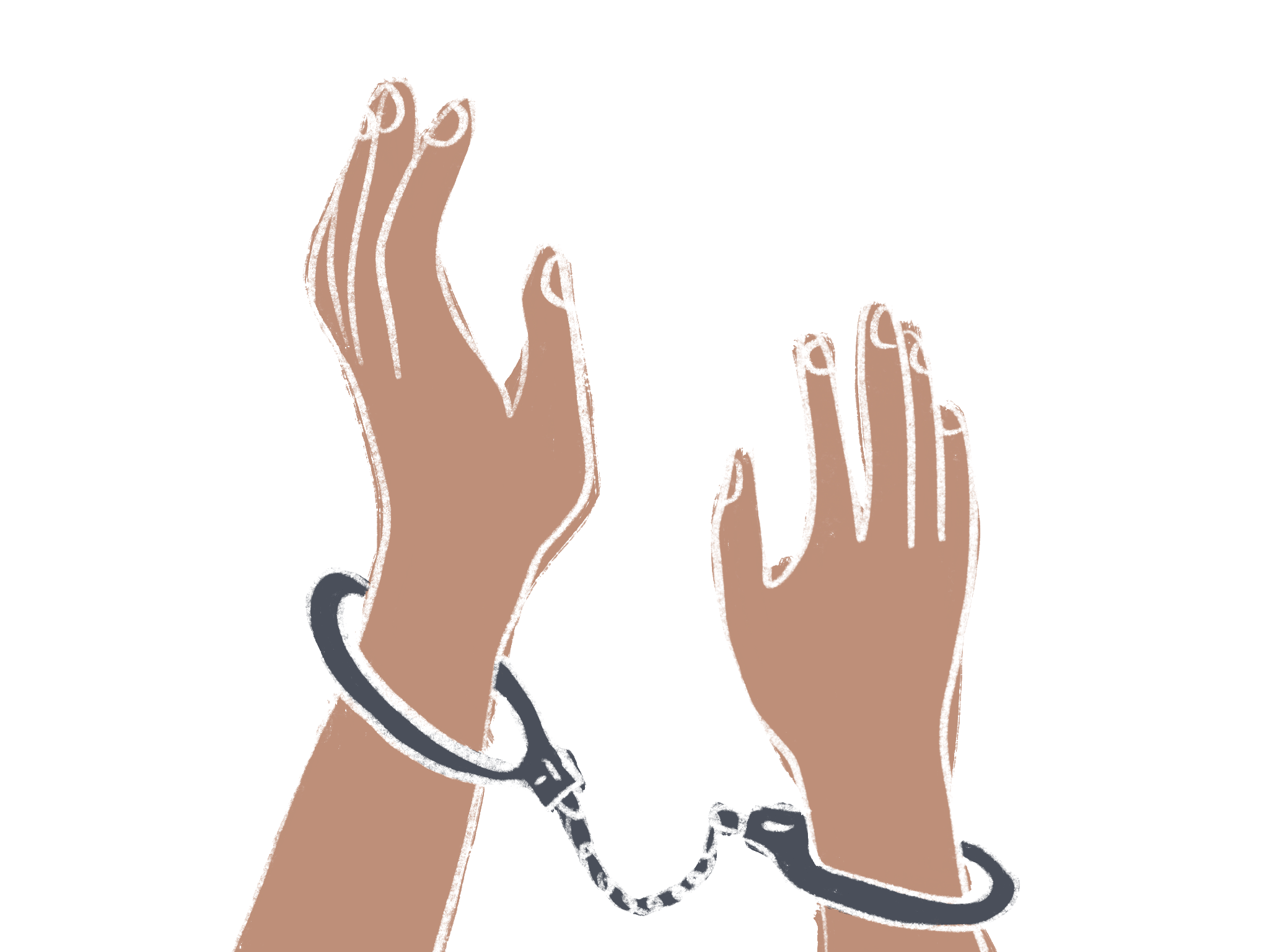 Graphic of hands with handcuffs around them